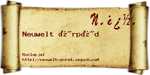 Neuwelt Árpád névjegykártya